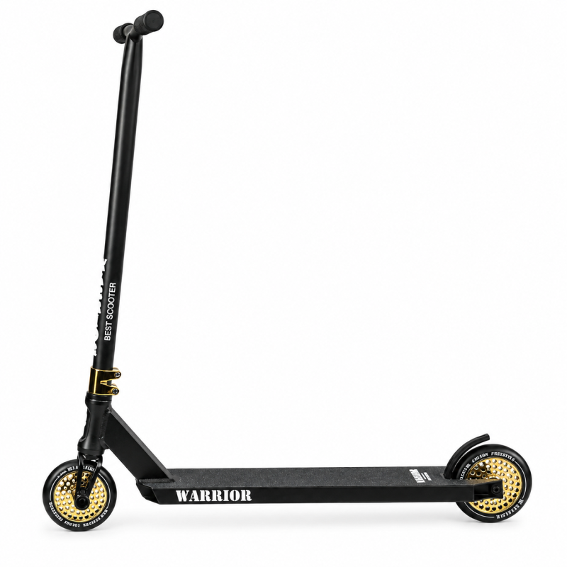 Трюковий самокат Best Scooter WARRIOR чорний із золотими колесами