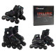 Дитячі розсувні ролики Banwei 65-L Inline Skates 39–42 (24–26 см) Чорні з фіолетово-бірюзовими вставками, LED колеса