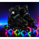Дитячі розсувні ролики Banwei 65-L Inline Skates 39–42 (24–26 см) Чорні із синьо-жовтими вставками, LED колеса