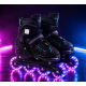 Дитячі розсувні ролики Banwei Inline Skates 35–38 (22–24 см) Чорні з фіолетово-бірюзовими вставками, LED колеса