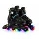 Дитячі розсувні ролики Banwei Inline Skates 35–38 (22–24 см) Чорні із синьо-жовтими вставками, LED колеса