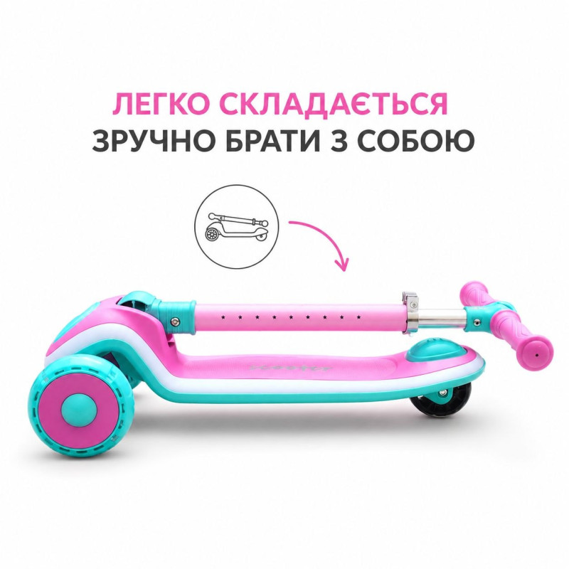 Дитячий триколісний самокат Skyper S-308-12 L рожево-бірюзовий