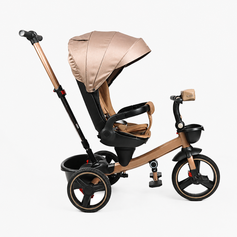 Дитячий трьохколісний велосипед Best Trike Toti Deluxe гірчично-золотий з реверсивним сидінням 360°