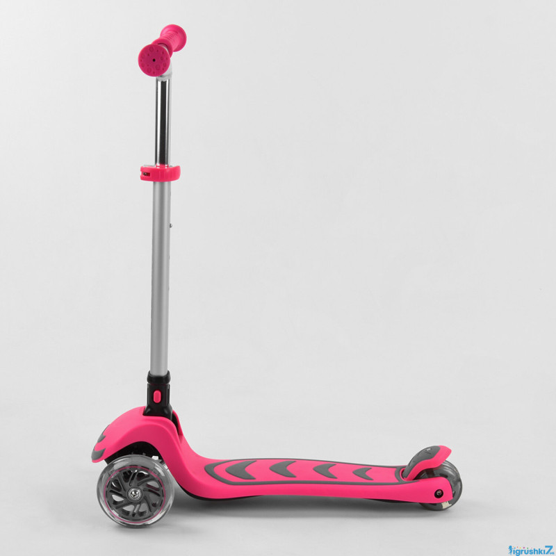 Самокат трехколесный Best Scooter, РОЗОВЫЙ, складной алюминиевый руль (SC-1326)