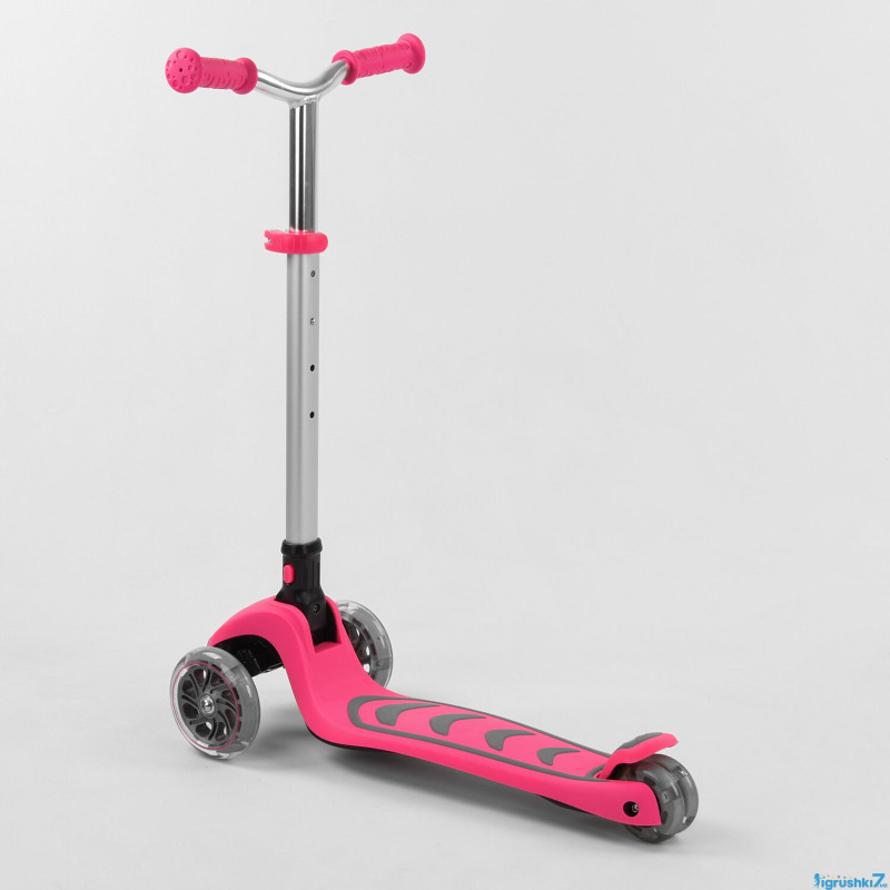 Самокат трехколесный Best Scooter, РОЗОВЫЙ, складной алюминиевый руль (SC-1326)
