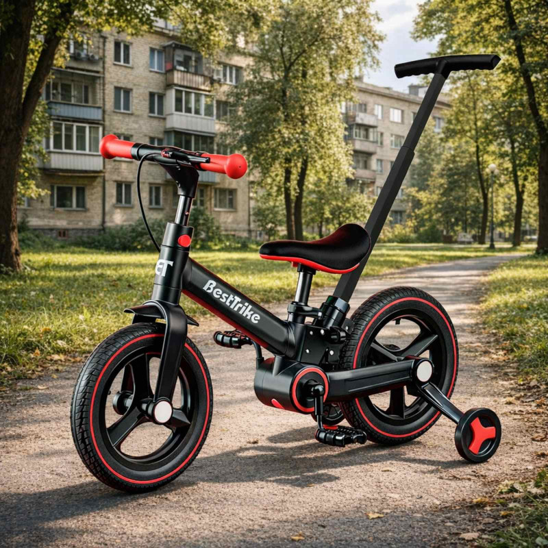 Велосипед-біговел-трансформер Best Trike чорно-червоний