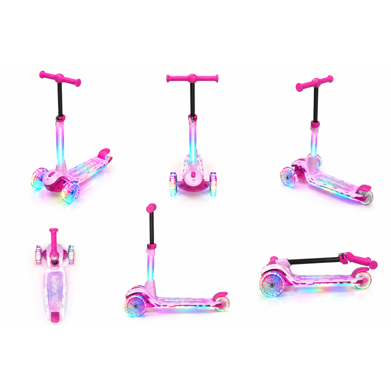 Триколісний самокат Best Scooter LS-44087 з підсвіткою (рожевий)