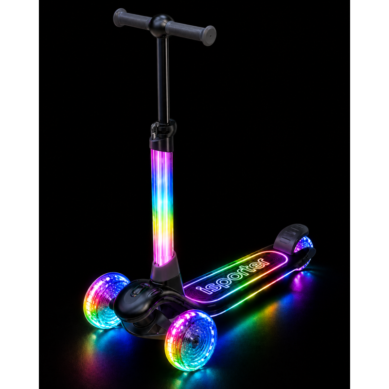 Триколісний самокат Best Scooter LS-44087 з підсвіткою (чорний)