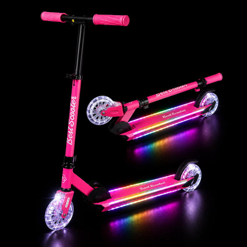 Двоколісний самокат Best Scooter L-80864 рожевий з LED-підсвіткою платформи