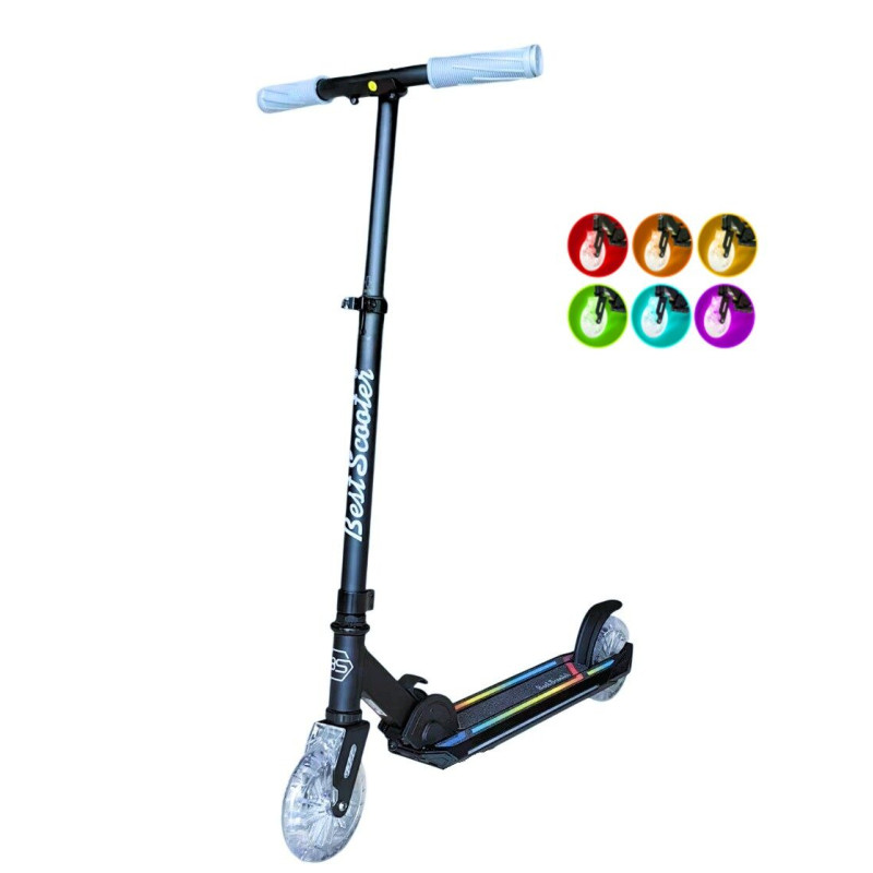 Двоколісний самокат Best Scooter L-80864 чорний з LED-підсвіткою платформи (145