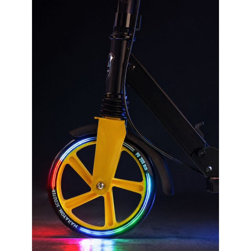 Двоколісний самокат Maraton Rider Light Wheel Yellow з LED-колесами (жовтий)