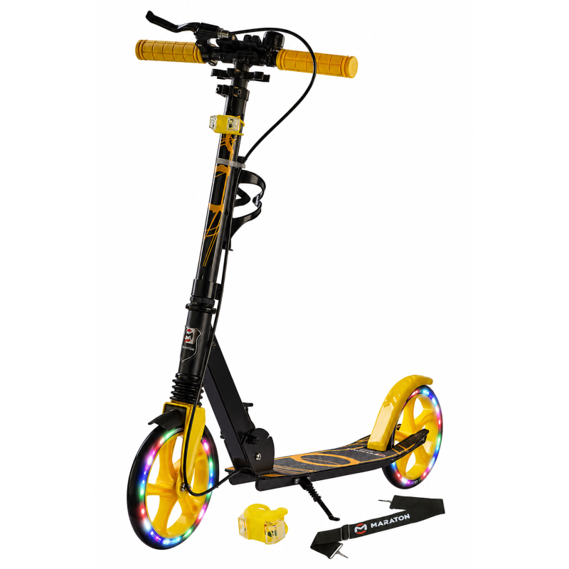 Двоколісний самокат Maraton Rider Light Wheel Yellow з LED-колесами (жовтий)