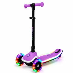 Дитячий триколісний самокат Kicknroll X2-77104 фіолетовий, складний, світні PU колеса 125 мм, підсвітка платформи