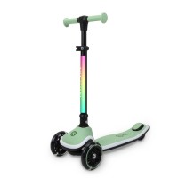 Дитячий триколісний самокат Kicknroll X2P-001 зелений, складний, світні PU колеса 125 мм, підсвітка керма та платформи