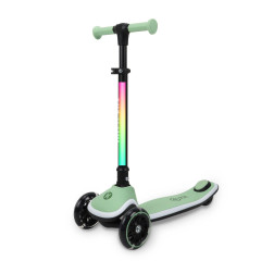 Дитячий триколісний самокат Kicknroll X2P-001 зелений, складний, світні PU колеса 125 мм, підсвітка керма та платформи