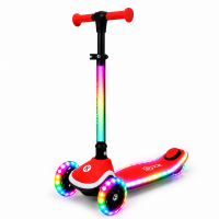 Дитячій самокат триколісний складний Kick'n'Roll X2P-001 Red з LED підсвіткою коліс, платформи та кермової стійки