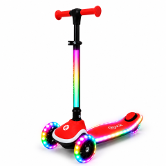 Дитячій самокат триколісний складний Kick'n'Roll X2P-001 Red з LED підсвіткою коліс, платформи та кермової стійки